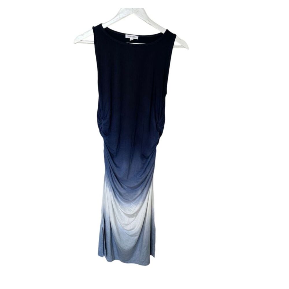 Athleta Rayon Blend Spandex Bodycon Maxi Dress Womens M Ombre Ruched Midi Sporty